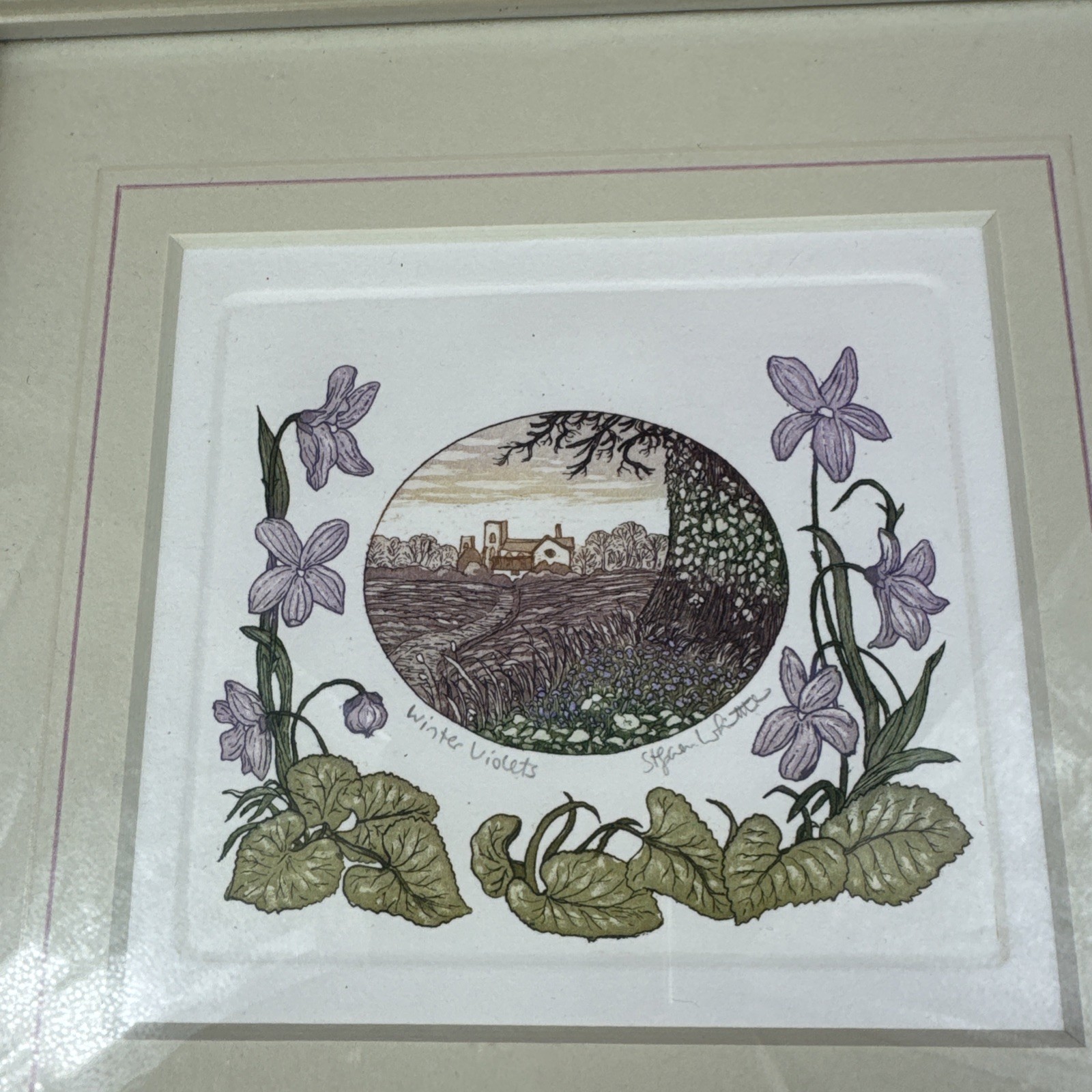 Lot Of 2 Stephen Whittle Etchings – Flowers – 8×8 Inches Framed