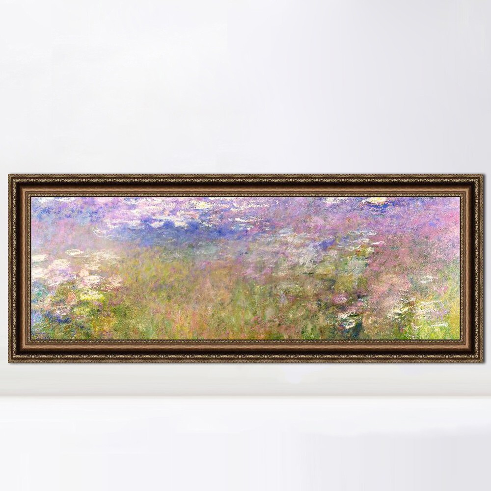 Framed Canvas Artwork Water Lily#34 by Claude Monet Wall Art Decor 16″x36″
