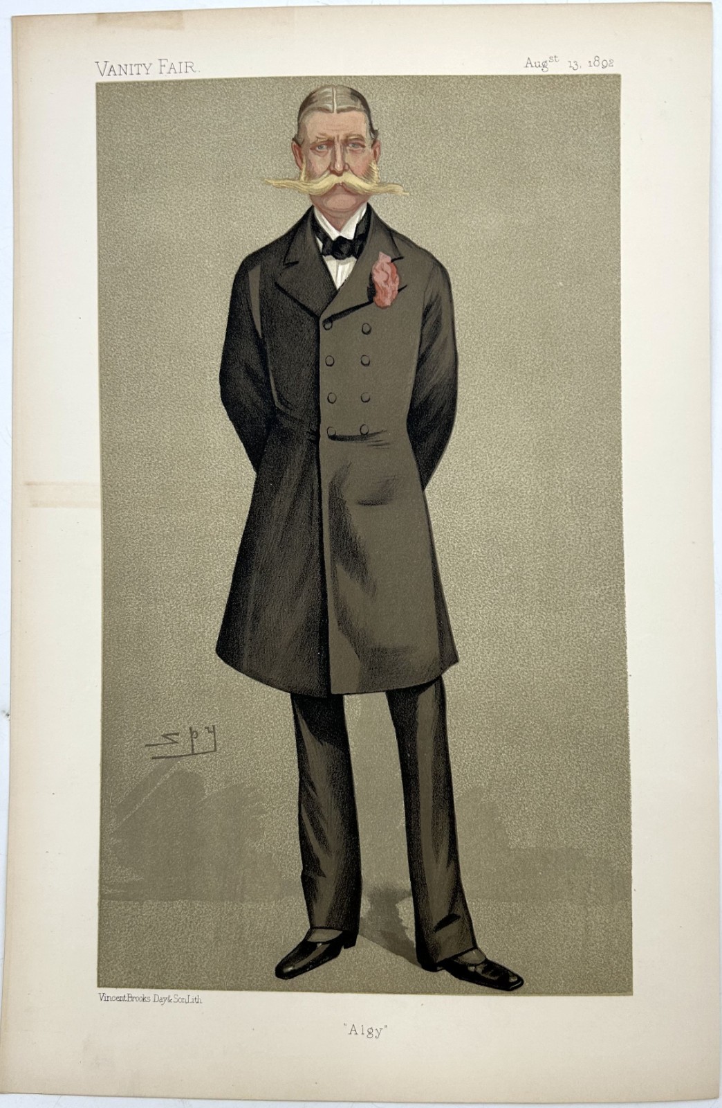 1892 Original VANITY FAIR SPY CARTOON – ALGY – Sir AE West