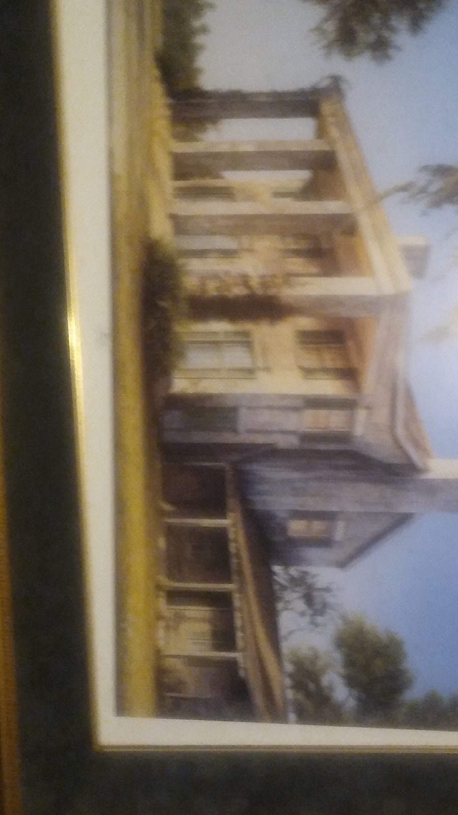 Leslie Signed Framed House Architecture Print, Realism, Landscape Paper Art