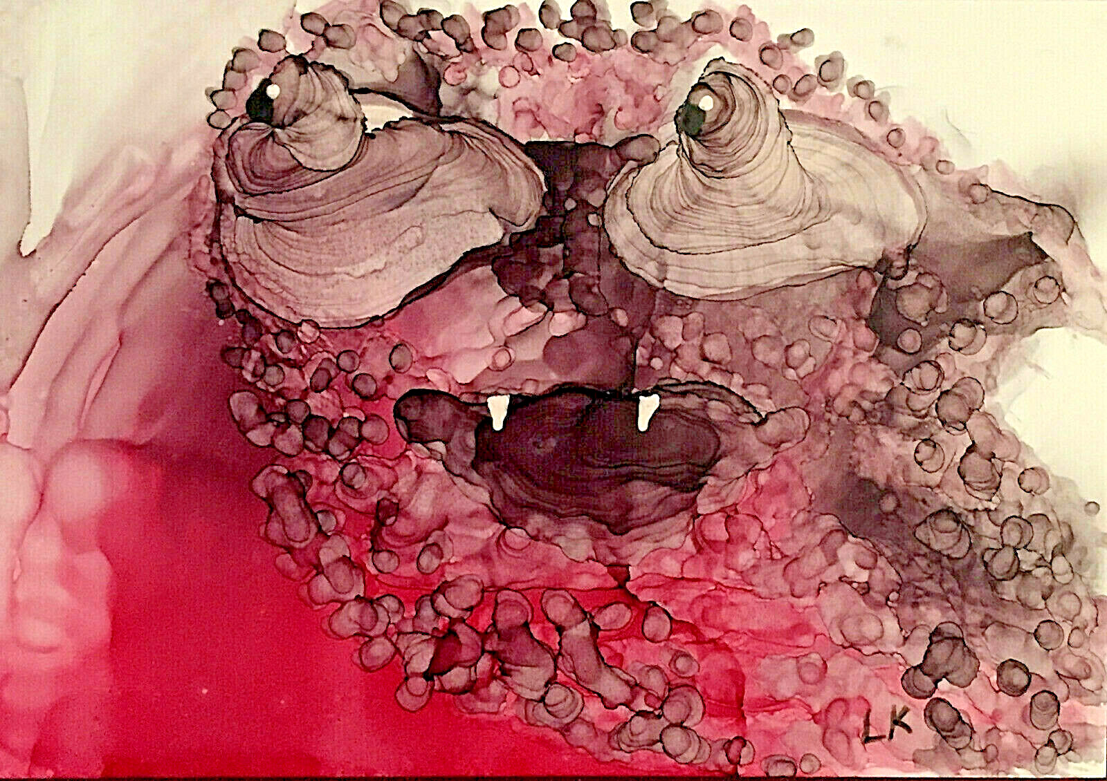 Aceo art Print Creature teeth by Lynne Kohler 2.5×3.5″