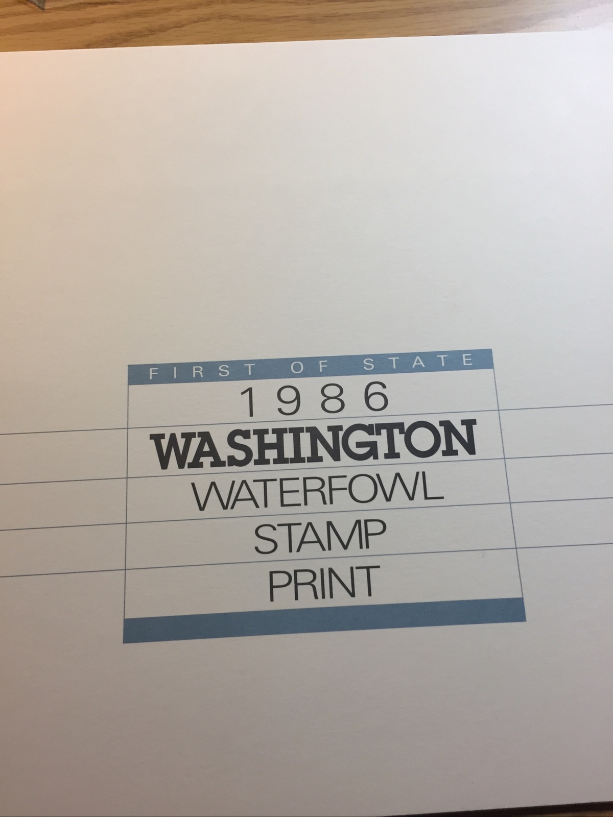 1st State Duck,1986,Washington, S/N,Keith Warwick ,Folder,Mint Stamp. Excellent,