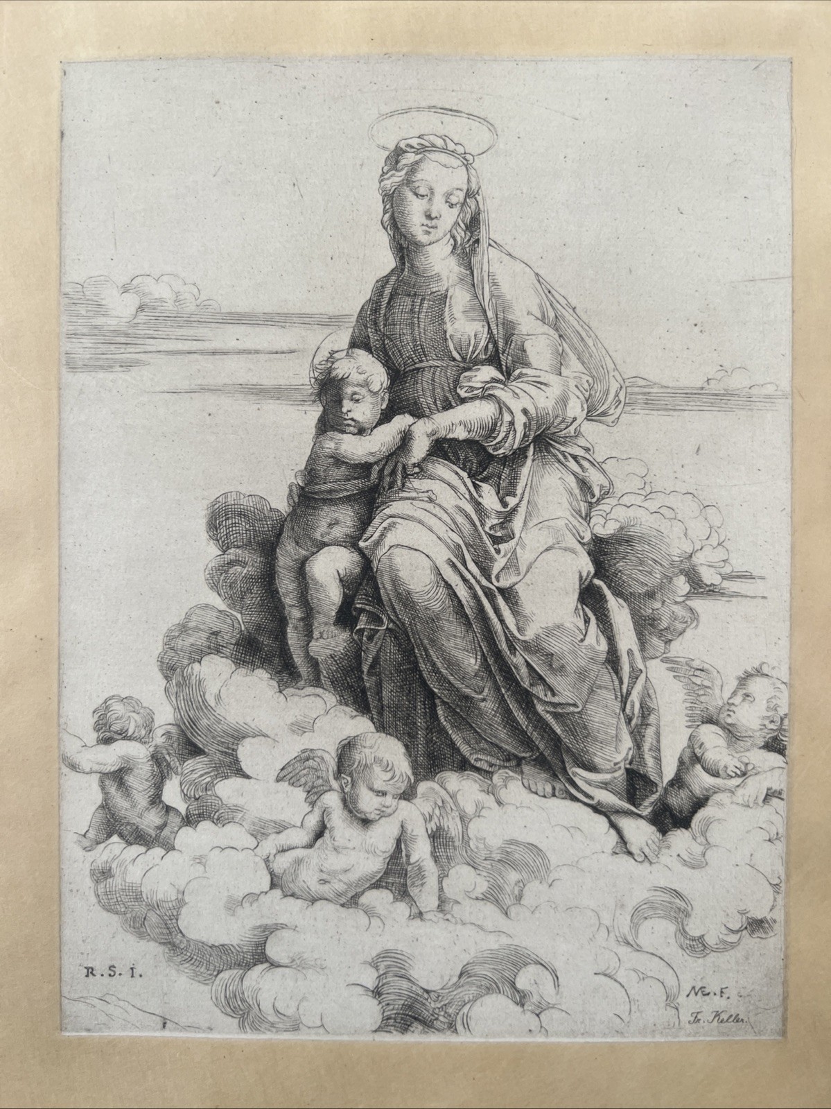 Fr. Keller (active 19C) The Virgin and Child c.1830-1860 Engraving after Raphael