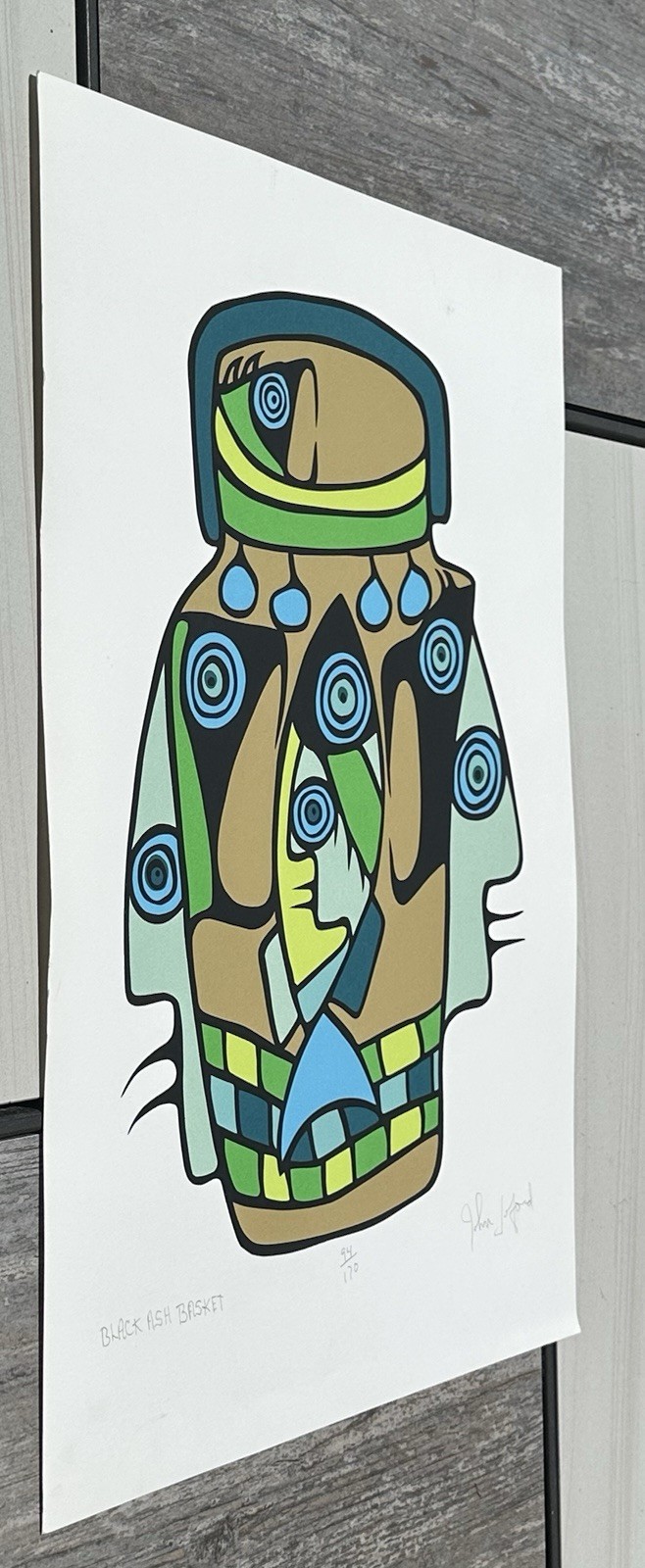 John Laford Canadian Artist Ojibway Woodlands Black Ash Basket Silkscreen Print