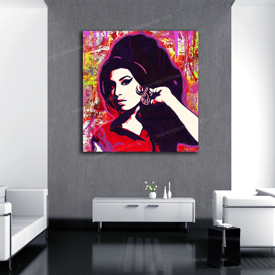 Amy Whinehouse Original Graffiti Painting by Memento 30×30 HD Canvas