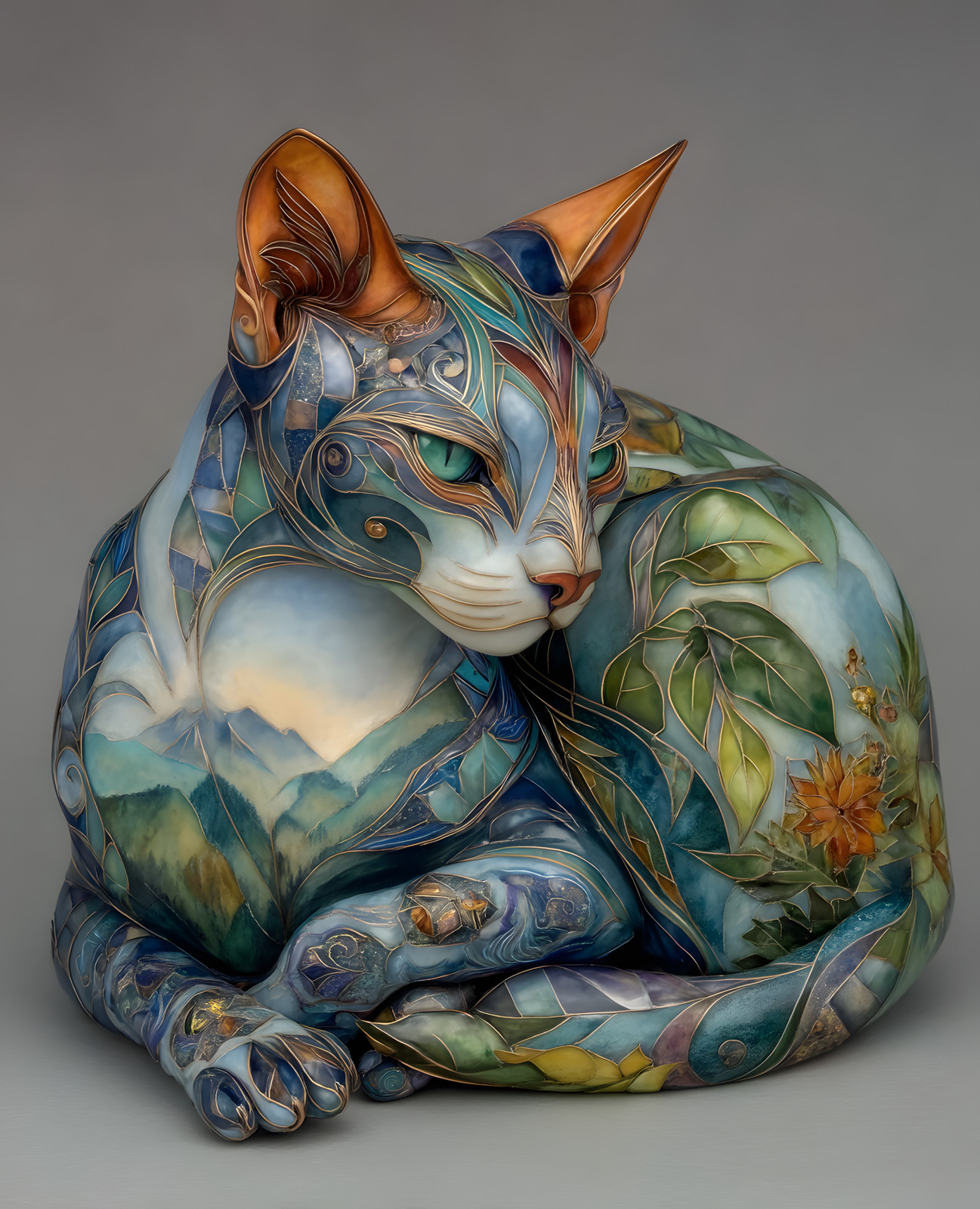 8×10 Cat Sculpture Made Of Glass Art Print Wall Decor – 566750453