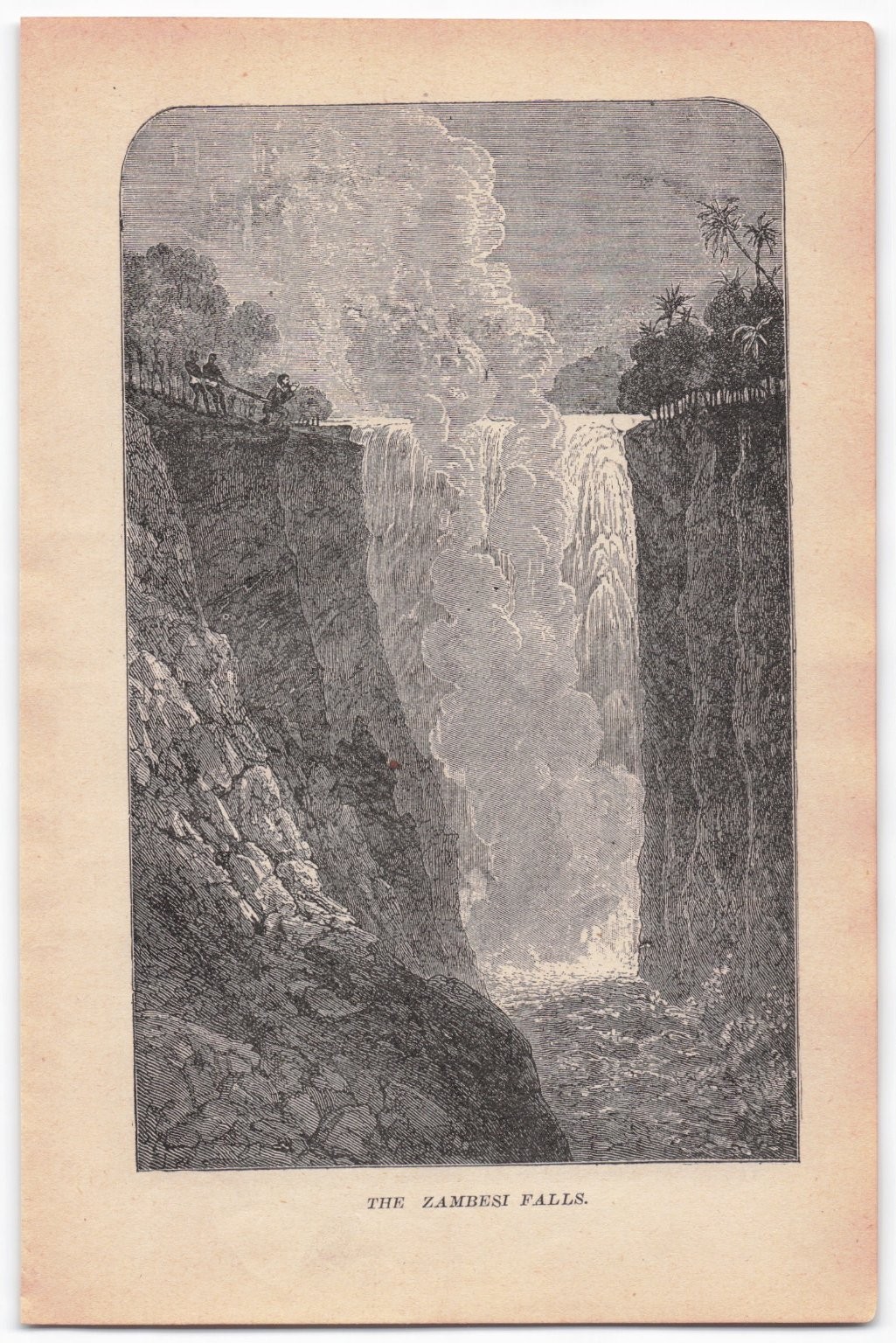 Vintage Zambesi Falls Engraving Antique African Landscape Art Print