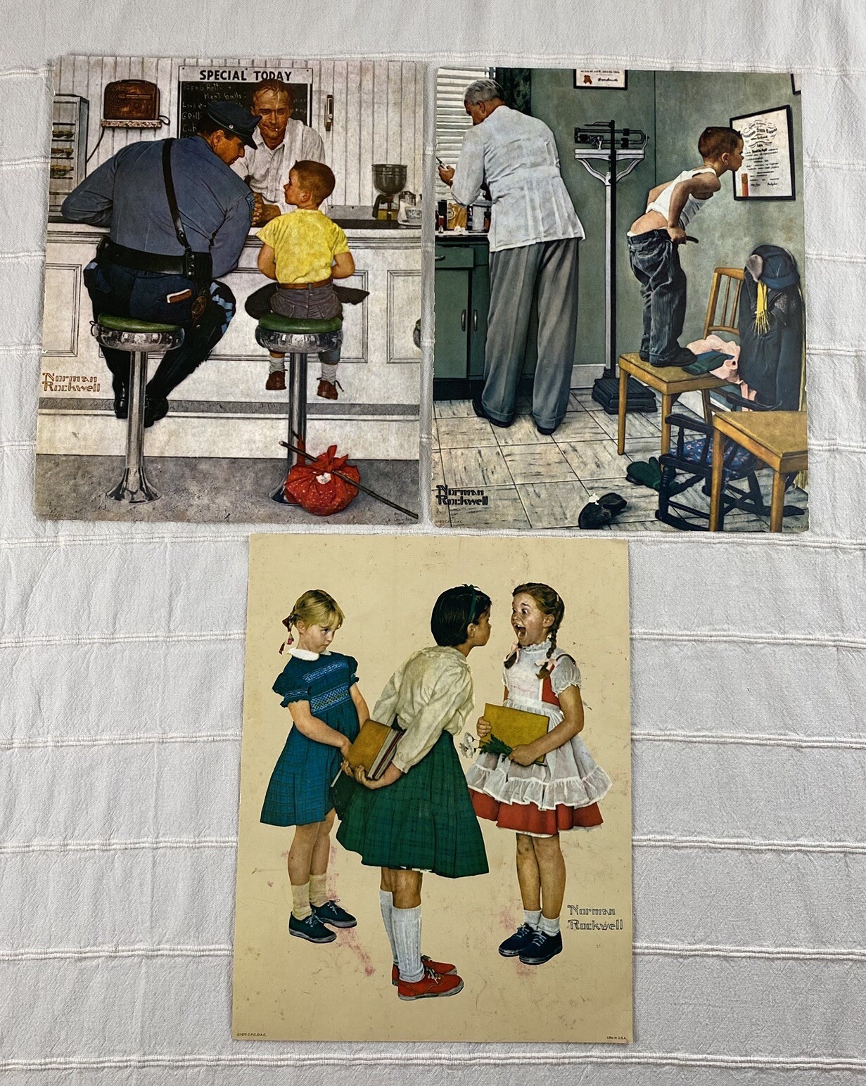 Norman Rockwell Poster Set of 3 Prints Curtis Publishing 1972 Cardstock 11×14