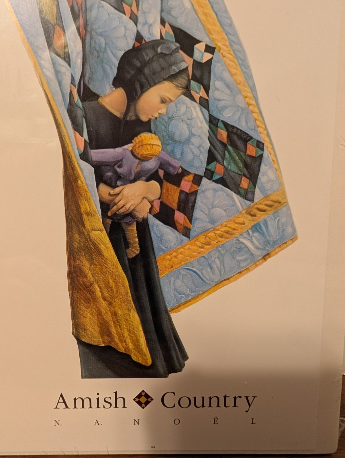 N. A. Noel Amish Country Amish Girl Quilt Doll Print 5 1/4 x 7 3/4 new
