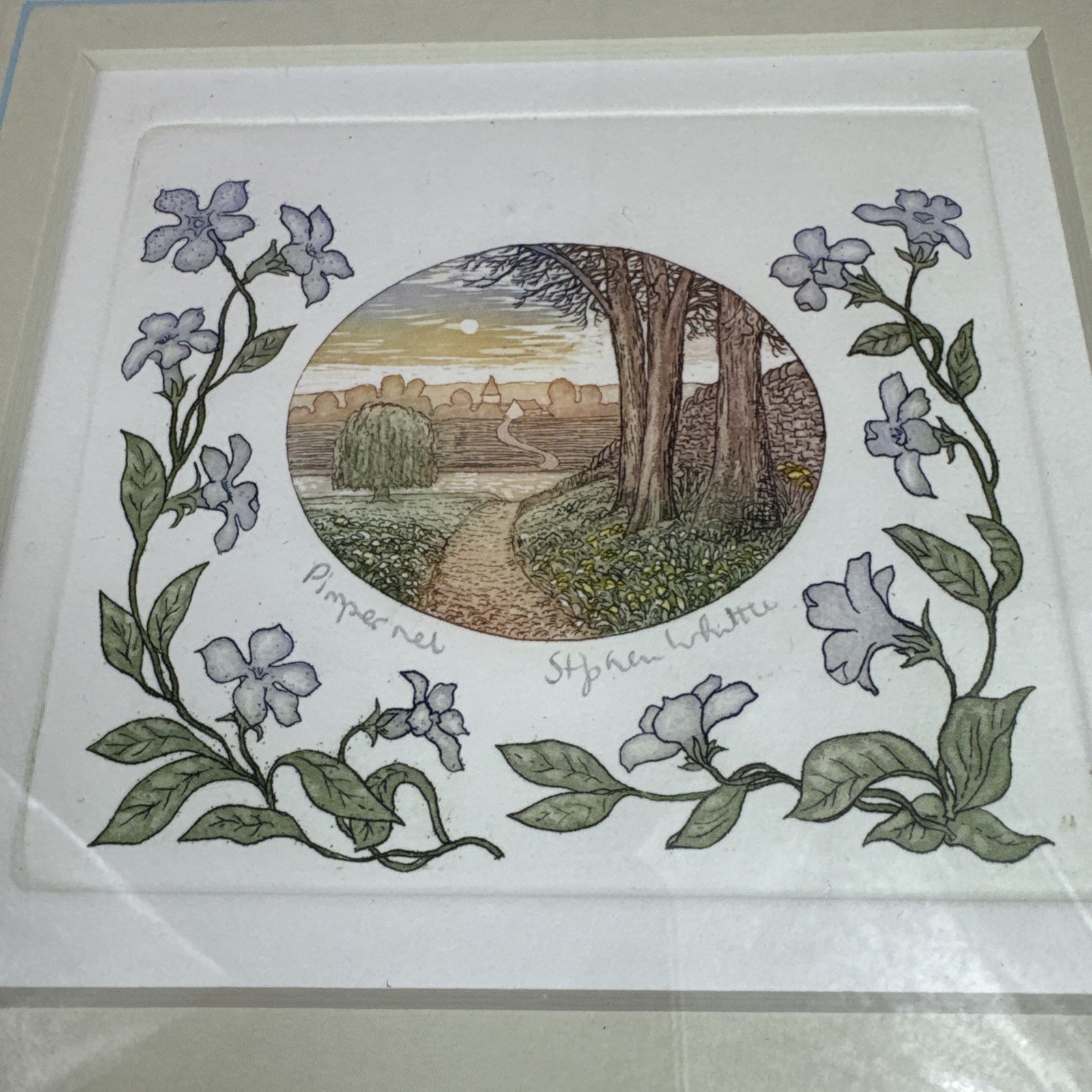 Lot Of 2 Stephen Whittle Etchings – Flowers – 8×8 Inches Framed