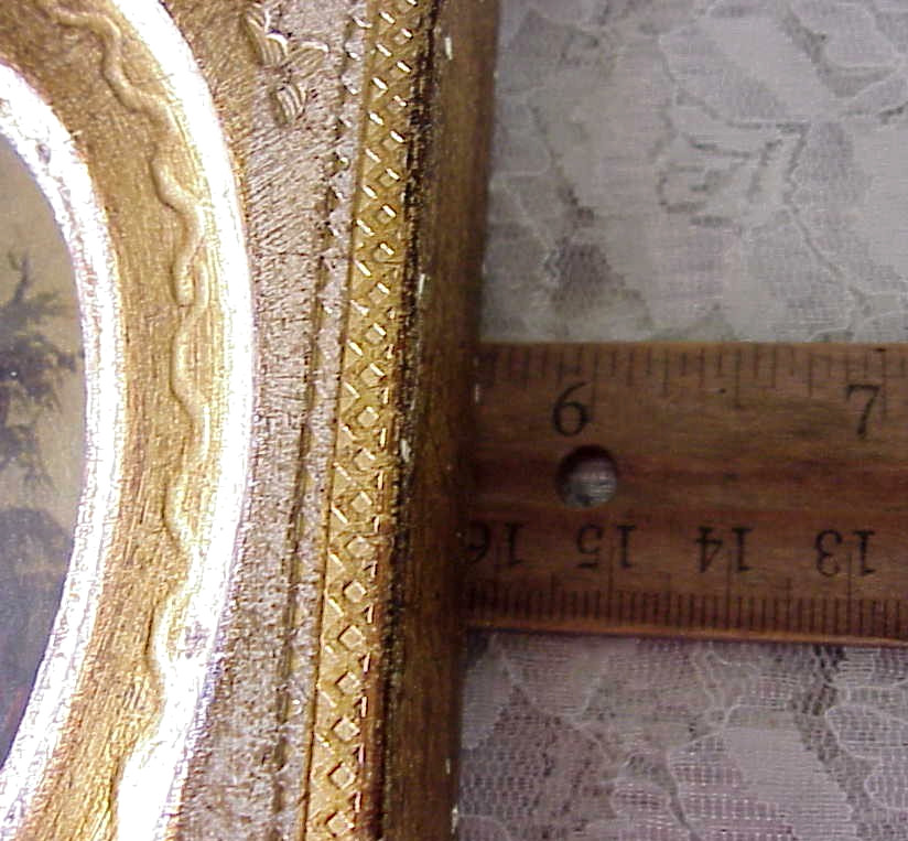 Vintage Florentine Scenic Print Wall Picture Wood Frame Glass 6 1/4″ x 5 1/2″