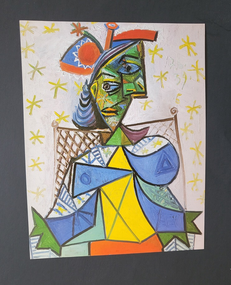 Pablo Picasso Seated Women with Red & Blue Hat Mounted Offset Lithograph 1985