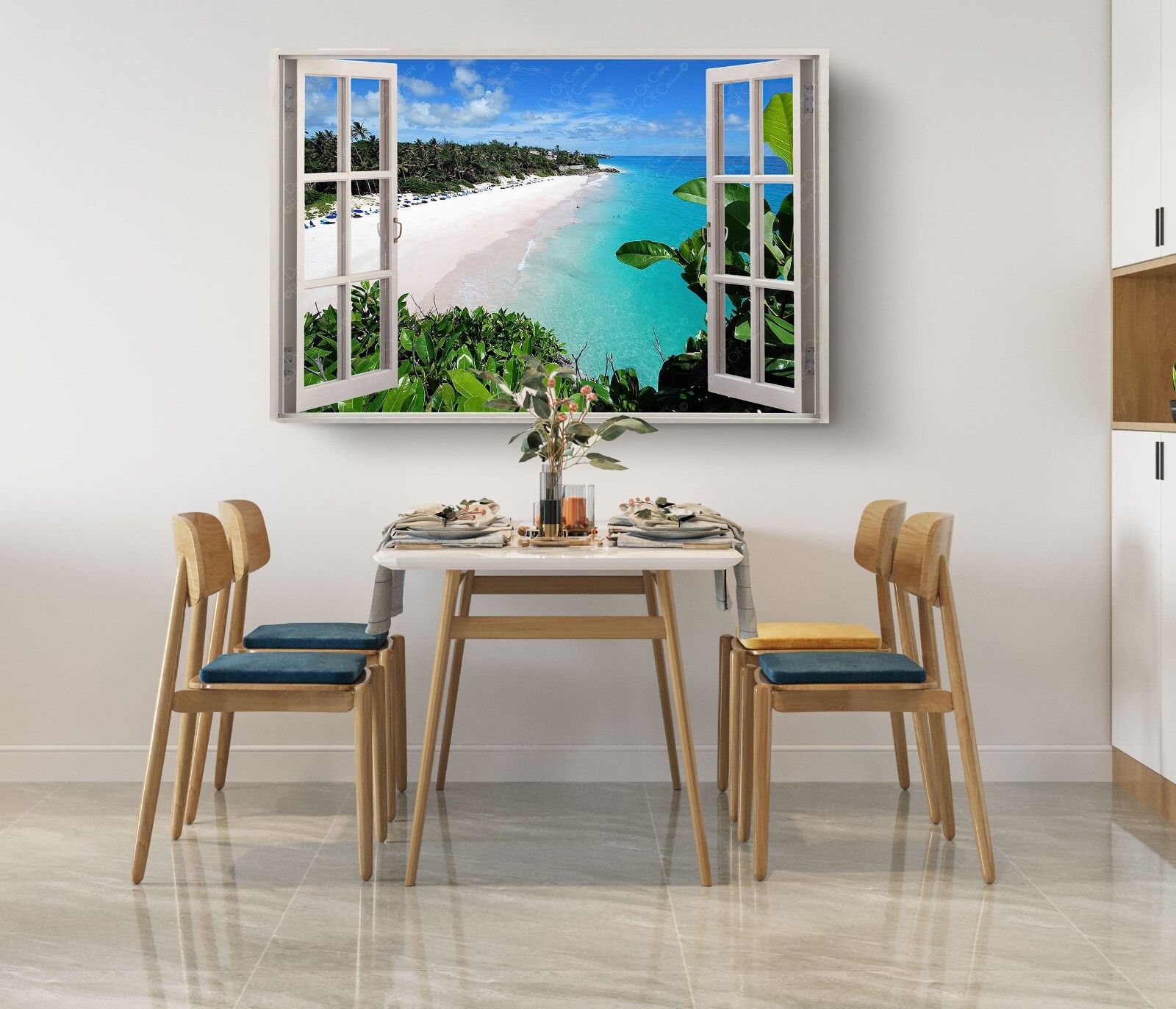 Beach Canvas Art Behind Window Frame Canvas Wall Art Coast Classic Wall Design