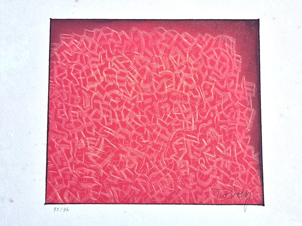 Mark Tobey, Longing for community 1973, Aquatint Treasure Hand Signed, H 51