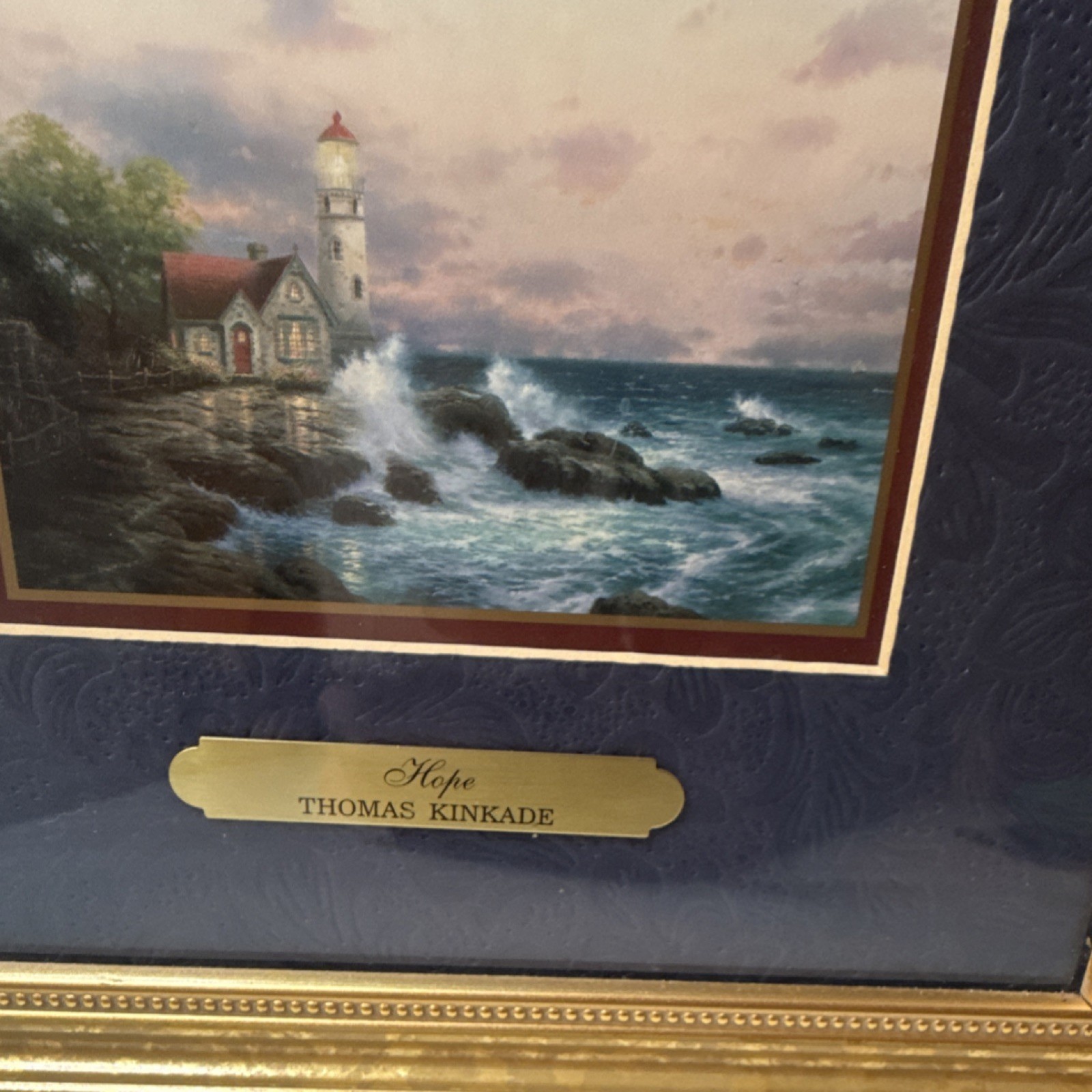 Thomas Kinkade Framed Hope Lighthouse Art Print Nautical Seaside Nature