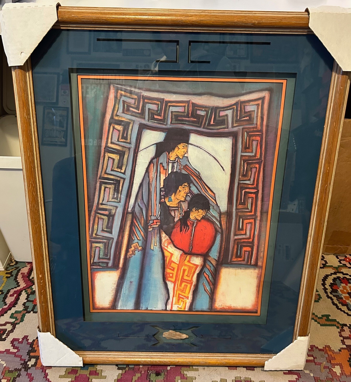 Amado M. Pena Jr. Hand Signed Southwest Native American Original Print FRAMED