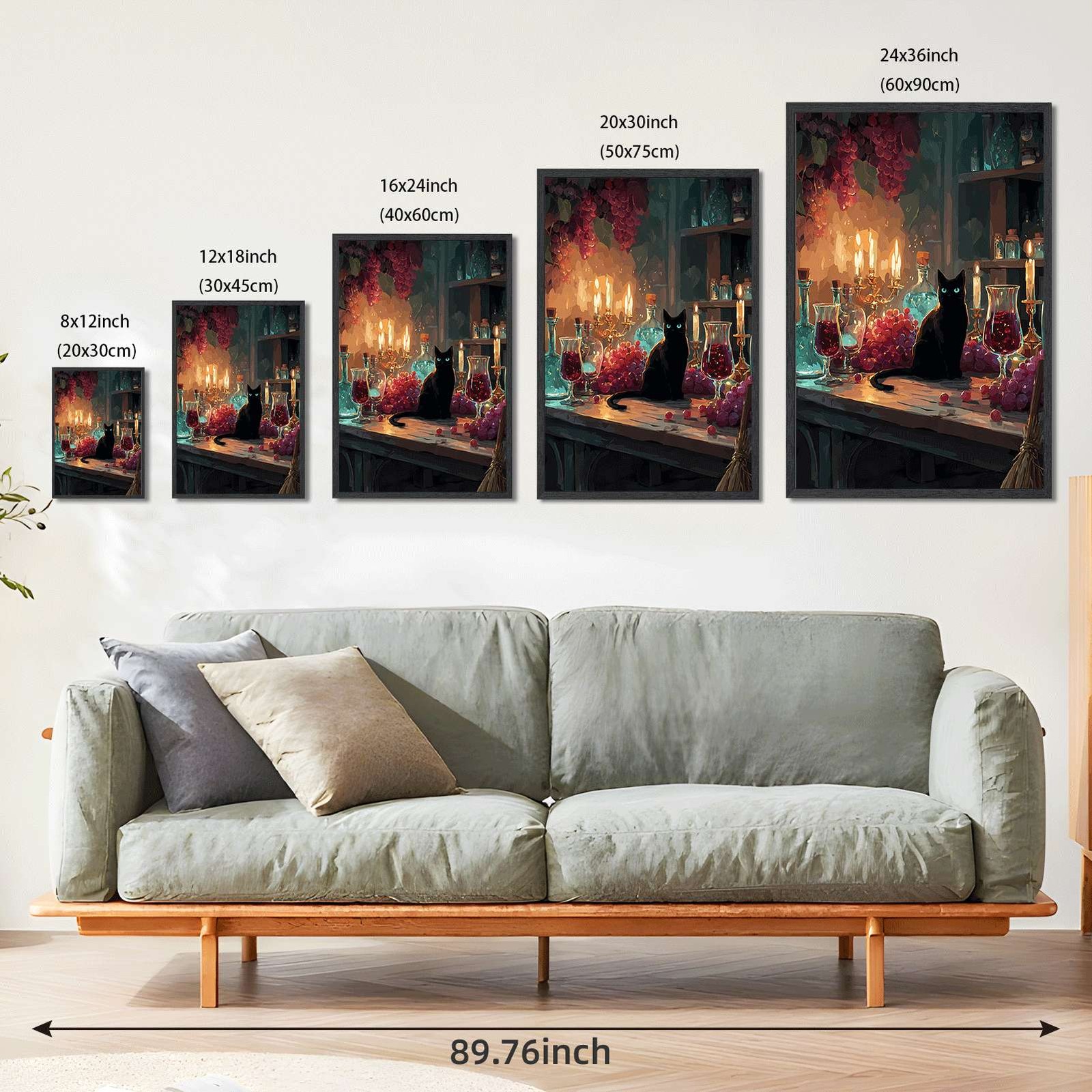 Black Cat Wine Grapes Wall Art Canvas Oil Paintings Reproduction