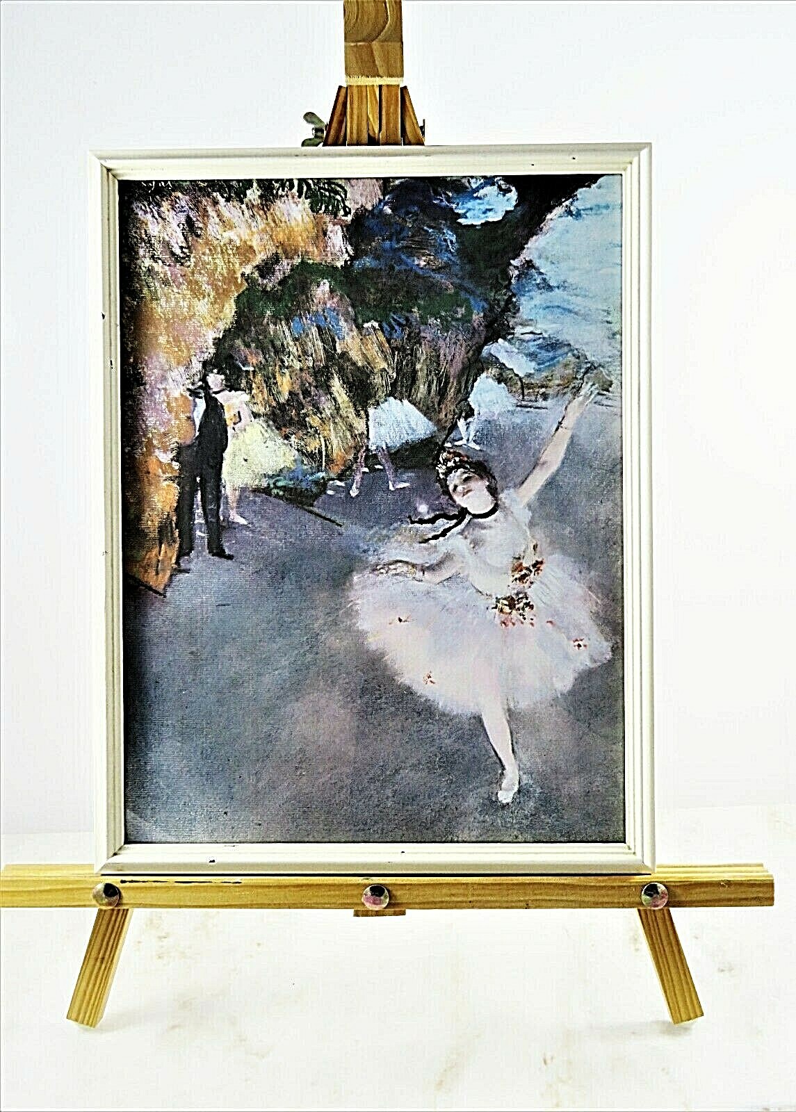 Edgar Degas Dancer On Stage Wood Framed Print Vintage Distressed 10X12.75 Inch