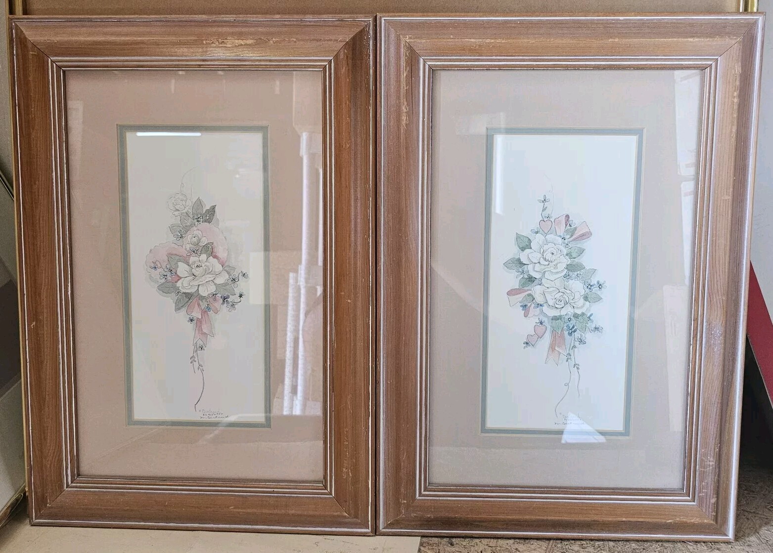 2 Vintage Mary Bertrand LTD Edition Floral Watercolor w/Signatures 13.5″x19.5″