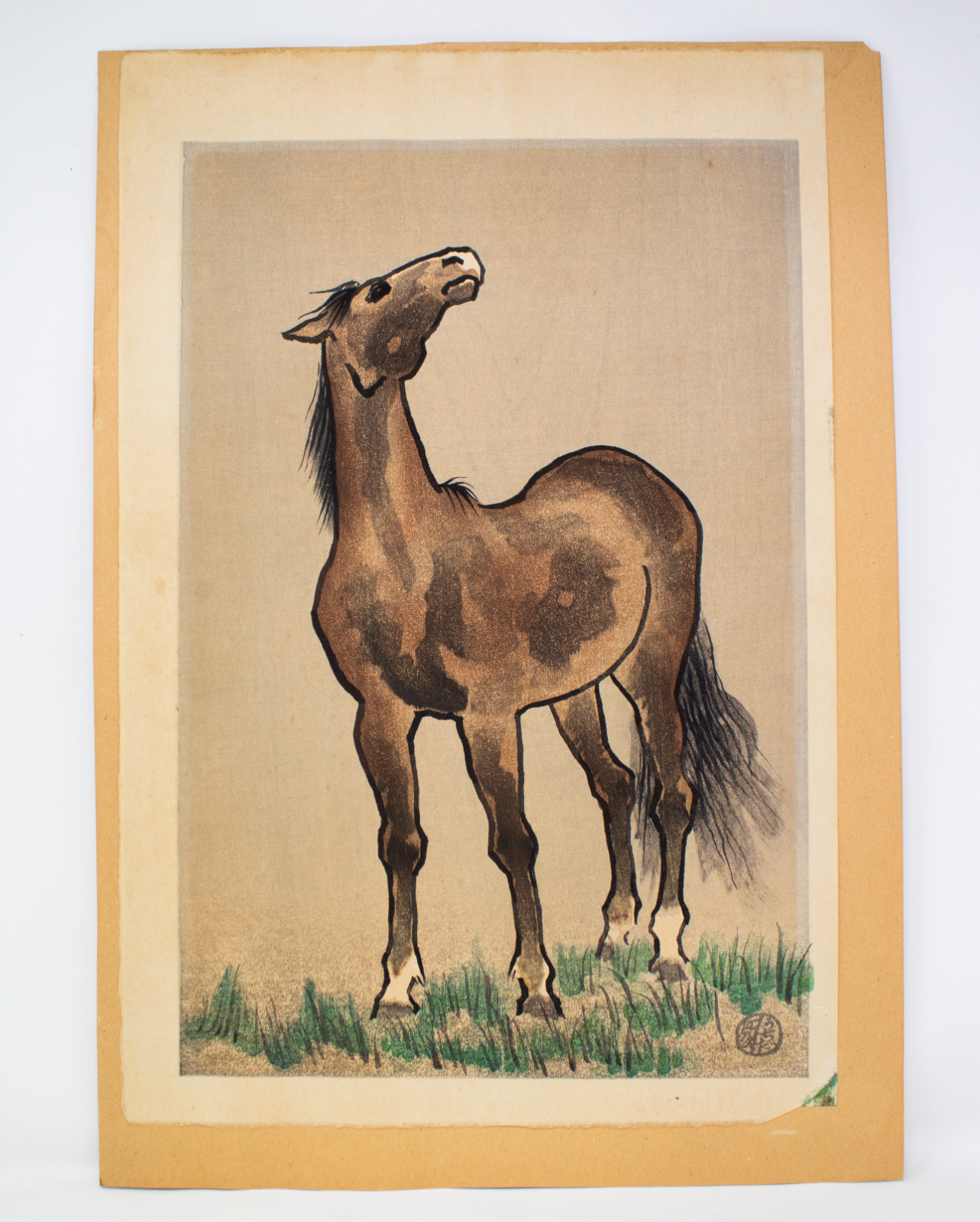 Japanese Woodblock Print of a Horse EIICHI KOTOZUKA 1906-1979 Woodblock 1