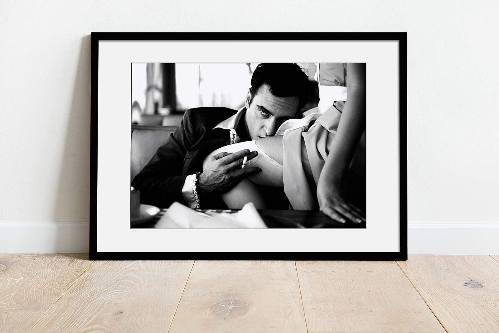 Fine Art photo of Joaquin Phoenix, Helmut Newton – Wood Frame With PassePartout