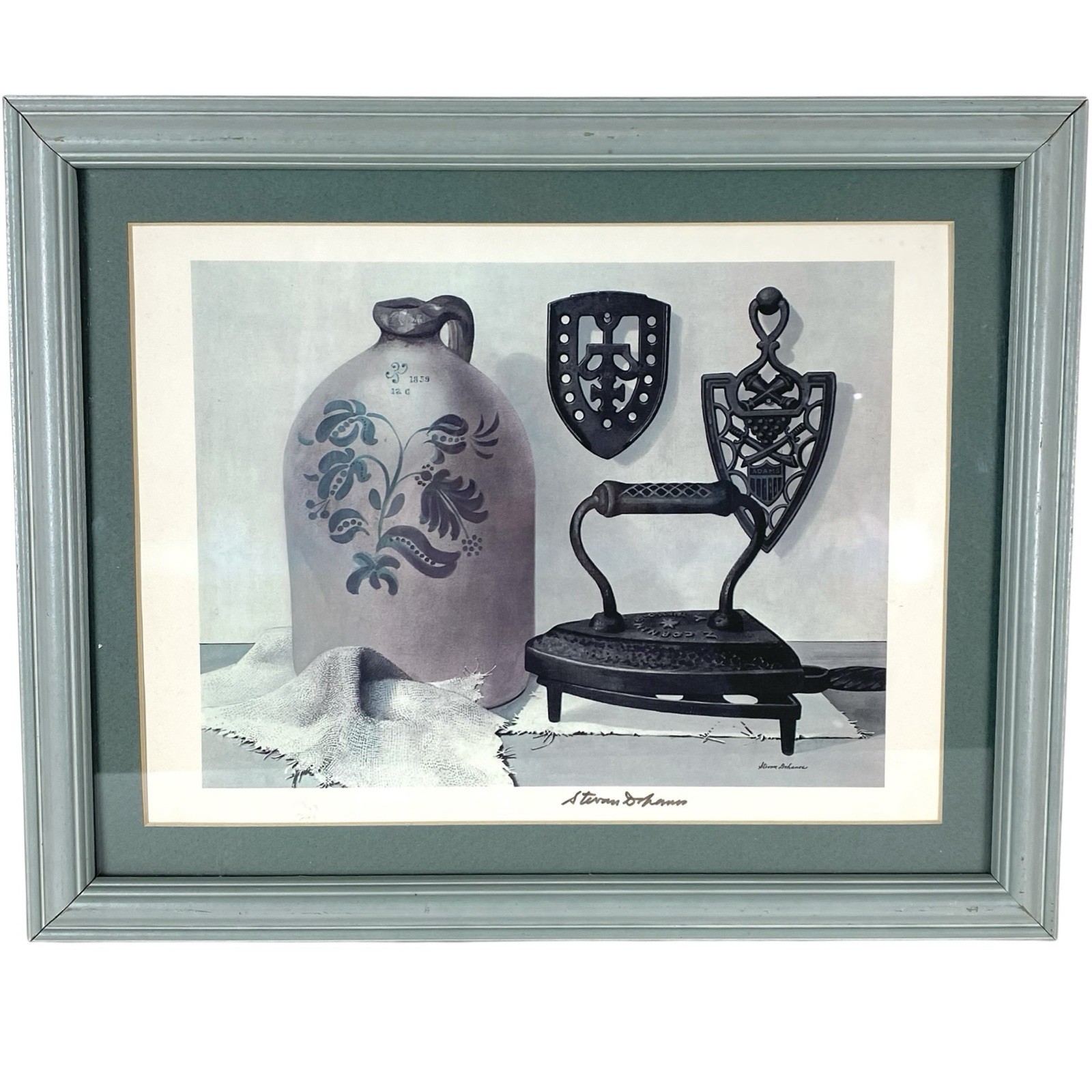 Vintage Stevan Dohanos (1907 – 1994) Hand Signed Print Ceramic Jug Iron Framed