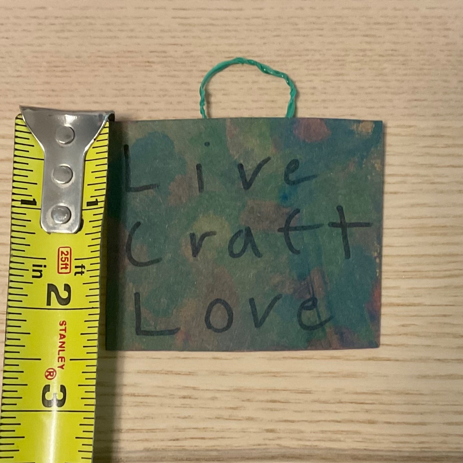 Mini Live Craft Love Art Sign Handmade by 8 Year Old 2.5″ x 3″ (About ACEO Size)