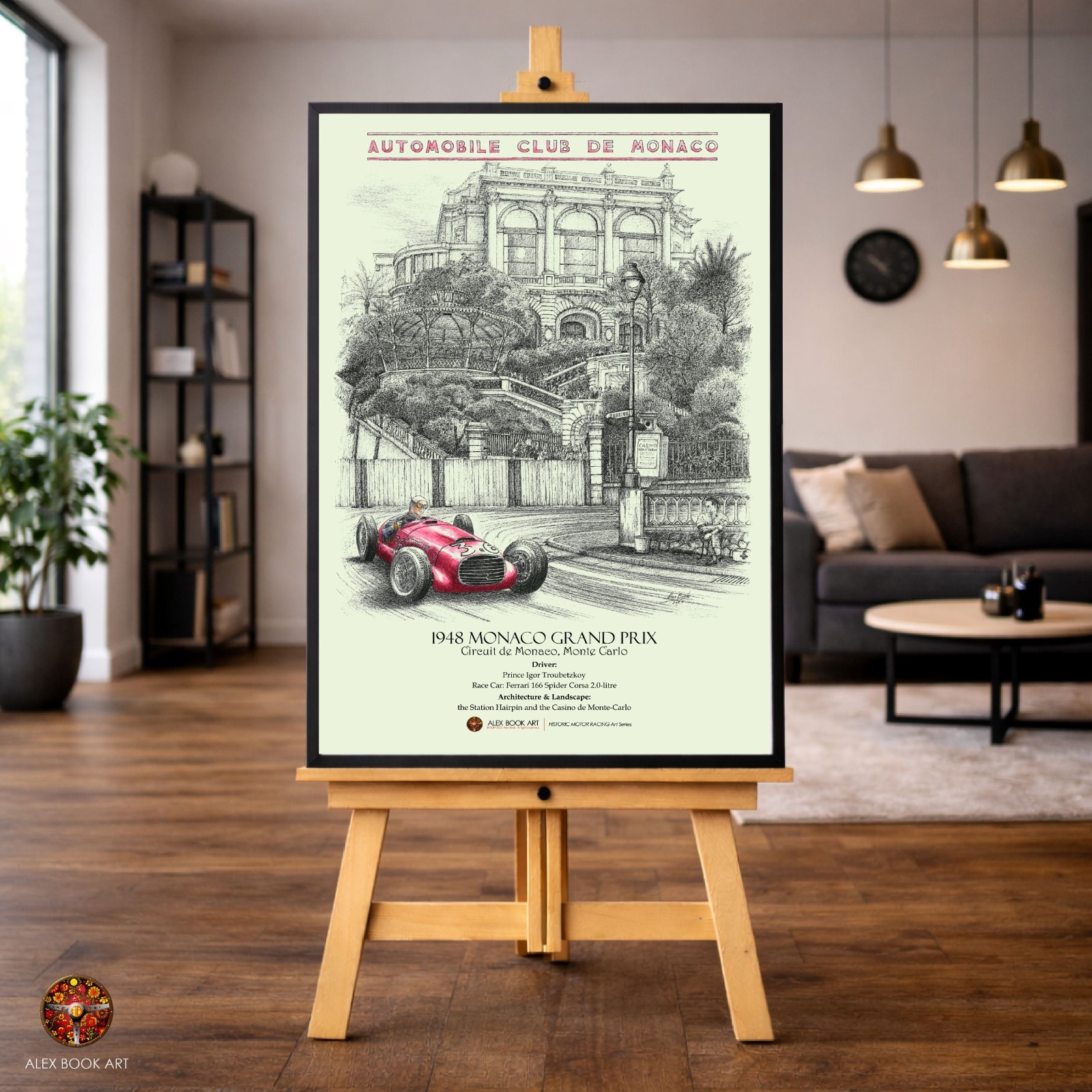 1948 Monaco GP Fine Art Print – Igor Troubetzkoy Italian Race Car Wall Poster