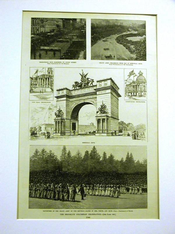 BROOKLYN COLUMBIAN CELEBRATION COURT ST. 1892 Art Matted
