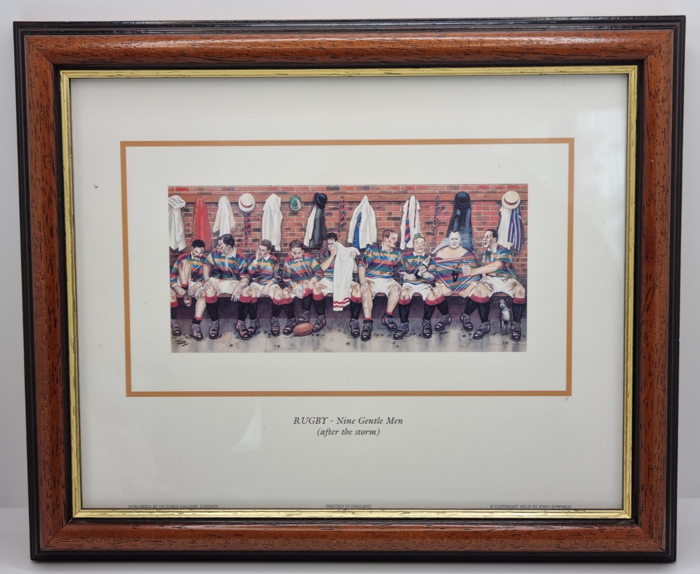 John Edwards Framed Print Rugby Nine Gentle Men Victoria Gallery London Rare VGC
