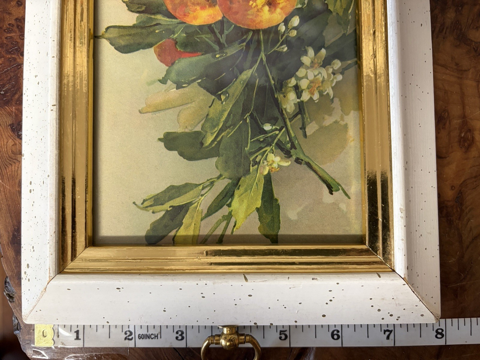 Vintage MCM Pair of Framed Turner Fruit Prints Gold/White Frames Cottage Core