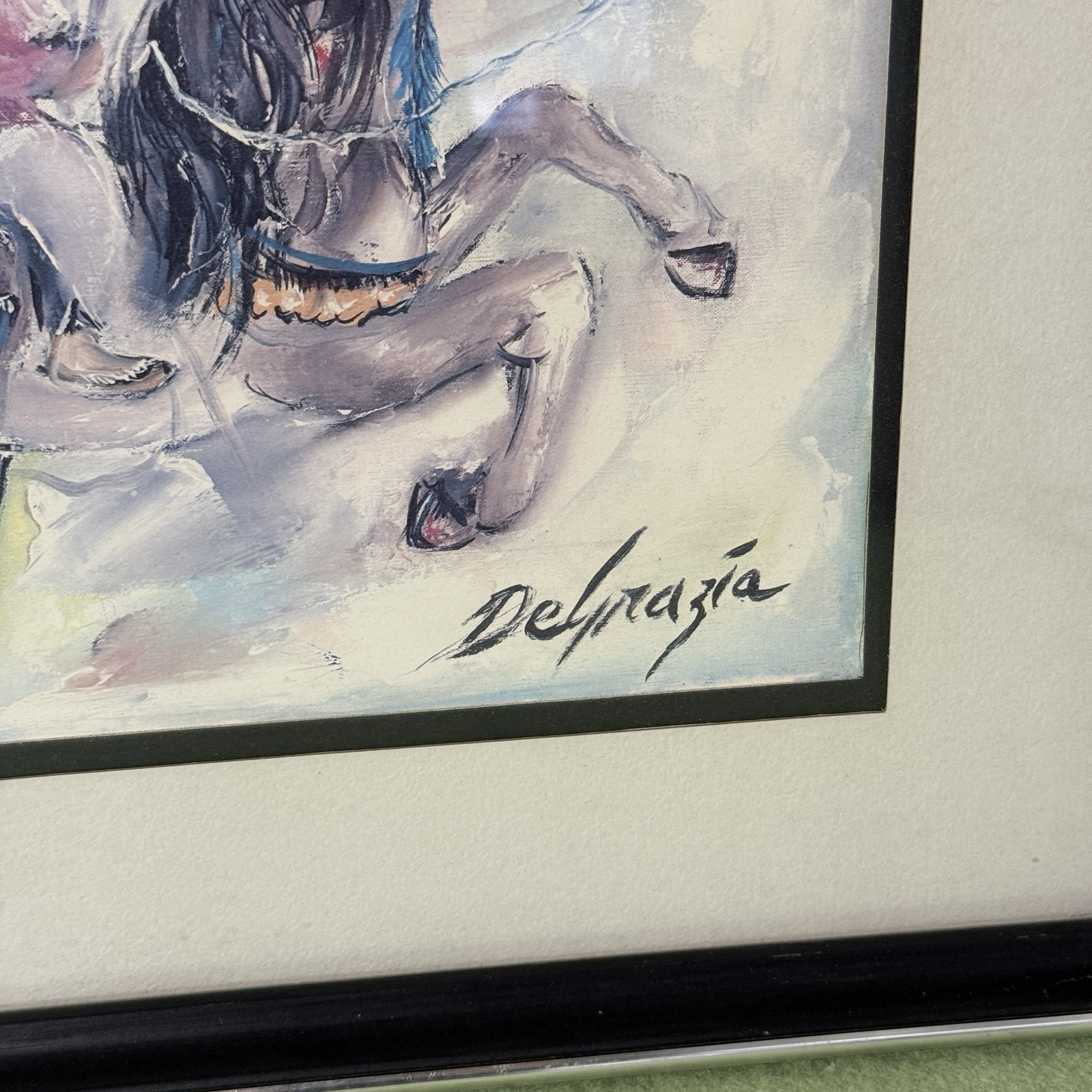 Vintage Ted DeGrazia 1970s Framed Matted Art Print Signed 21×17 Rare See Pics