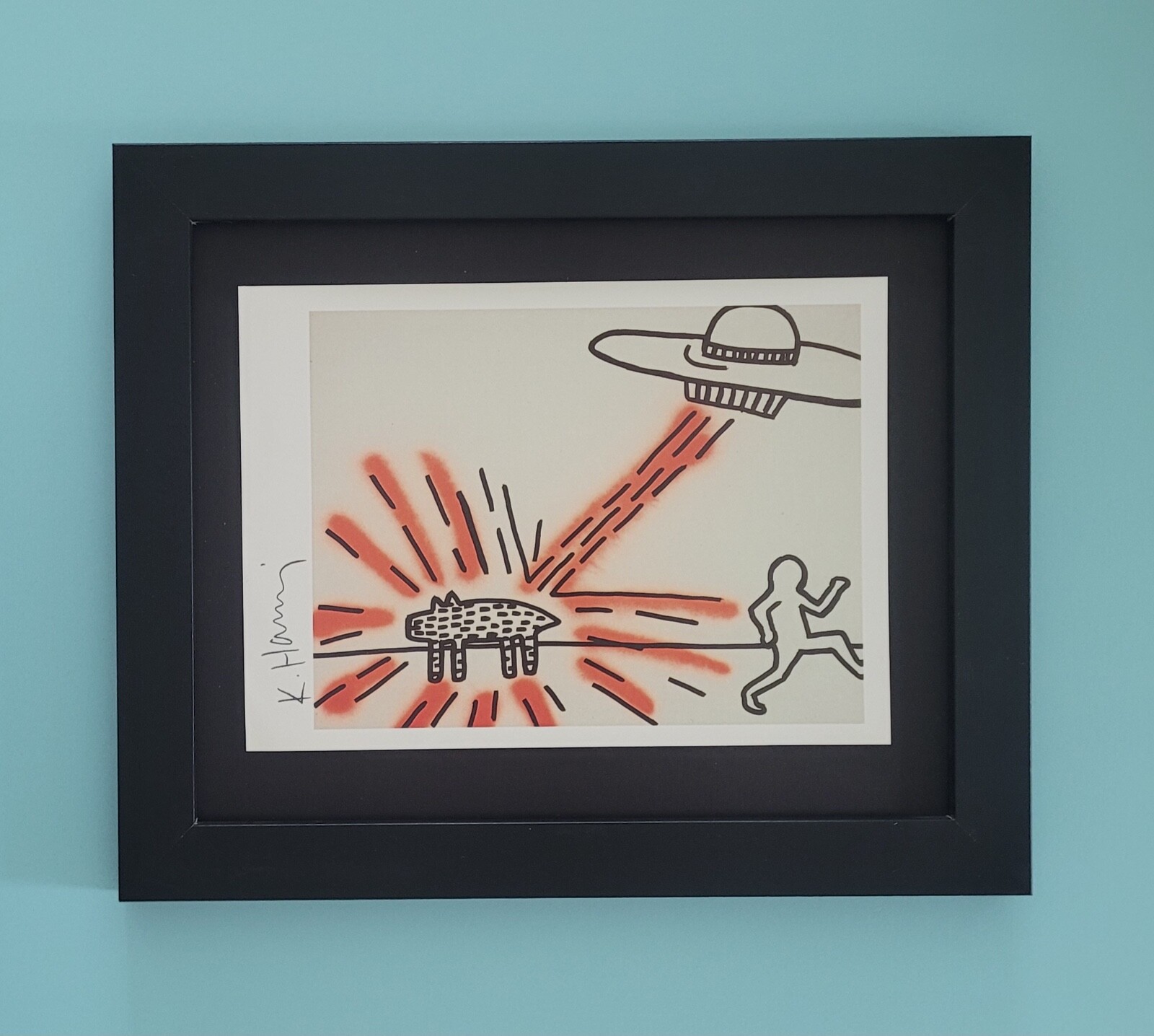 KEITH HARING + SET OF 3 SIGNED VINTAGE 1989 PRINTS FRAMED + BUY IT NOW!