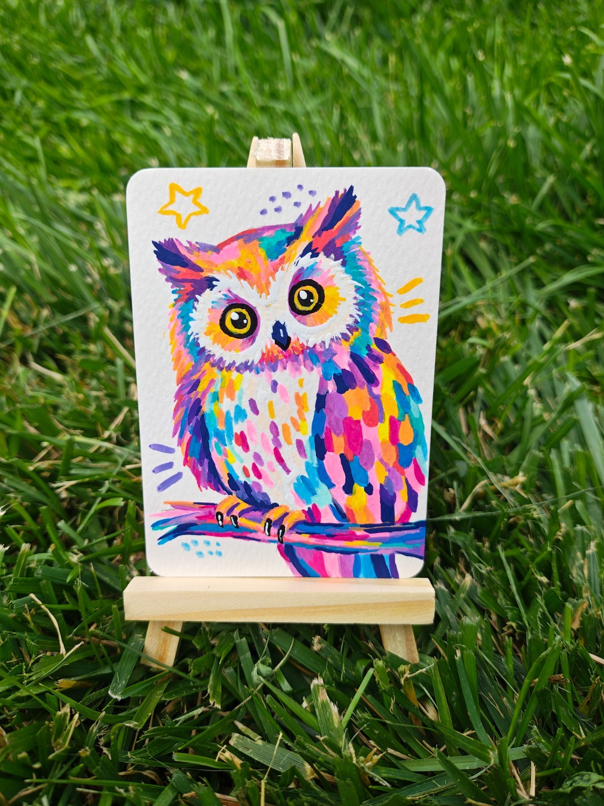 What a Hoot | Colorful Owl ACEO Art Print | Party Animals by CozyCloe