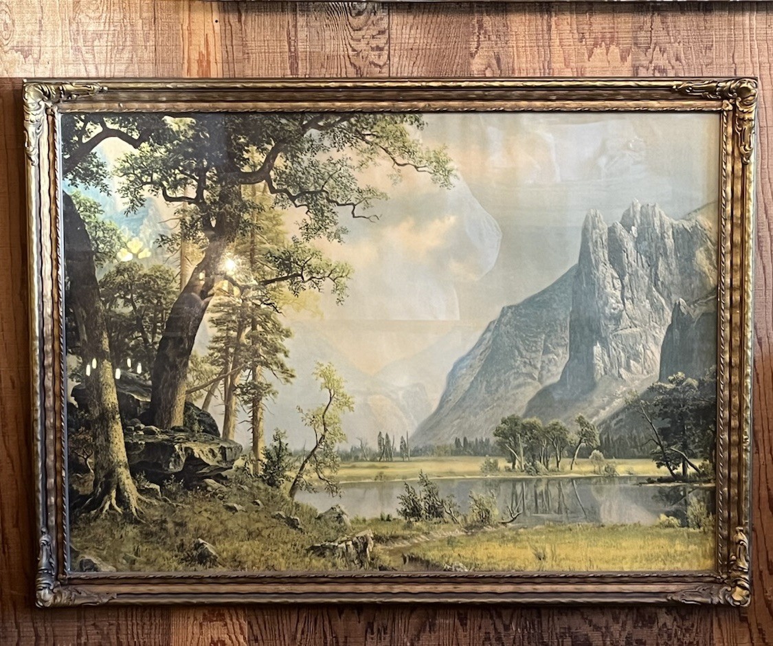 Albert Bierstadt Yosemite Tonalist Mountains Antique Framed Vintage 30” x 22”