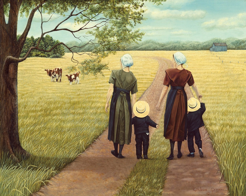 AMISH FARM COUNTRY ART PRINT – Mothers by Kathleen Green 26×32 Mom Child Poster
