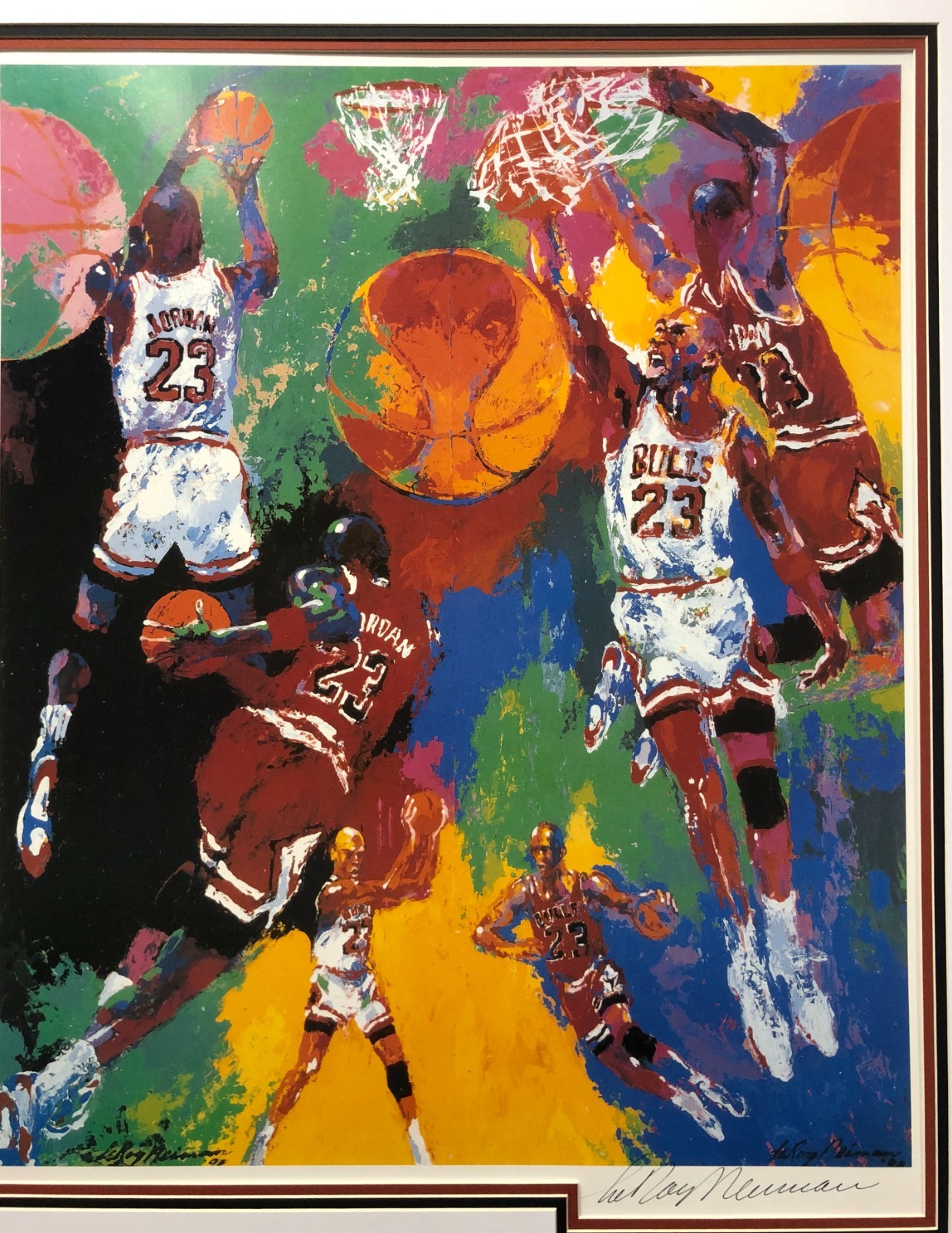 LeRoy Neiman “Michael Jordan” Hand Signed Custom Framed Art Chicago Bulls NBA