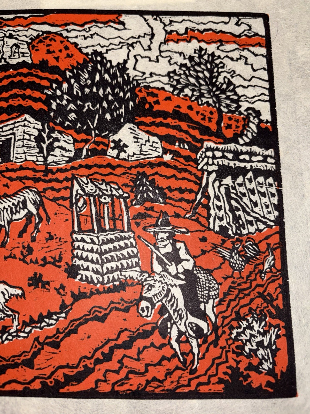 After Emil Armin Mountain Farm Santa Fe Woodblock 1928 Expressionist Art Deco!!!