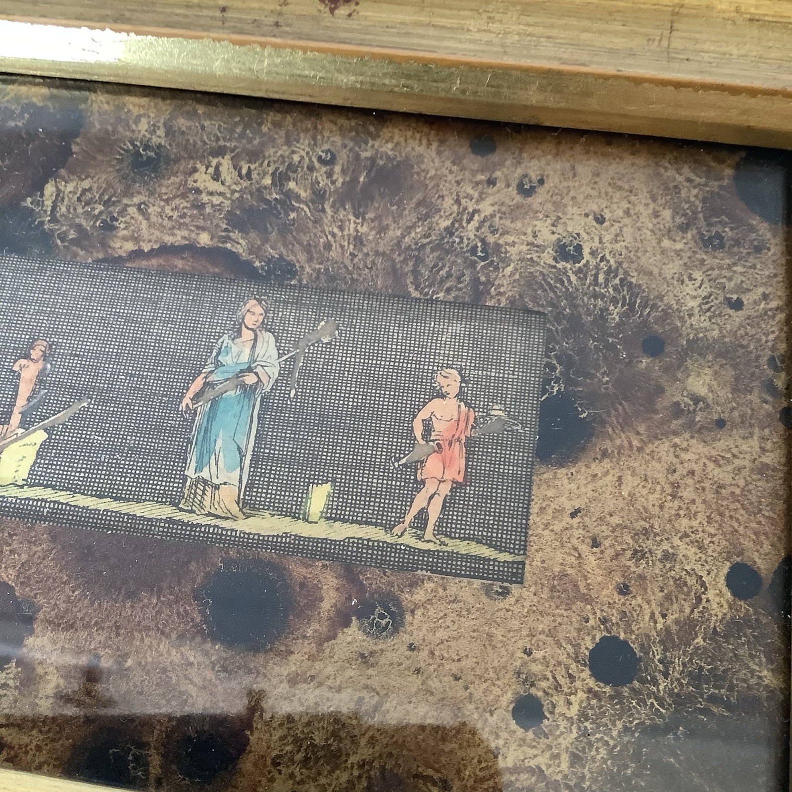 Vintage Sungott Neoclassical Greek Roman Scene Hand Colored Painted on Ribbon