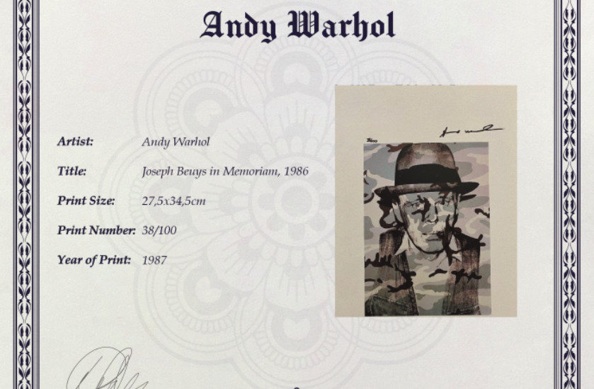 Andy Warhol, Original Hand-signed Lithograph with COA & Appraisal of $3,500