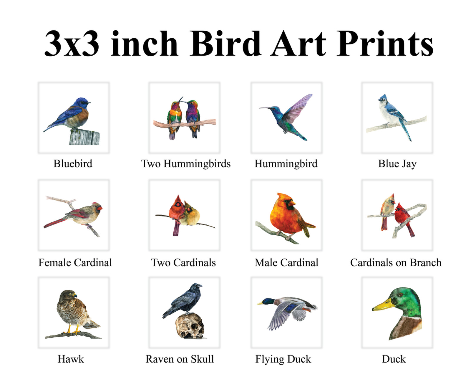Mini Bird Art Print Miniature Watercolor Tiny Painting Little Gifts Signed ACEO