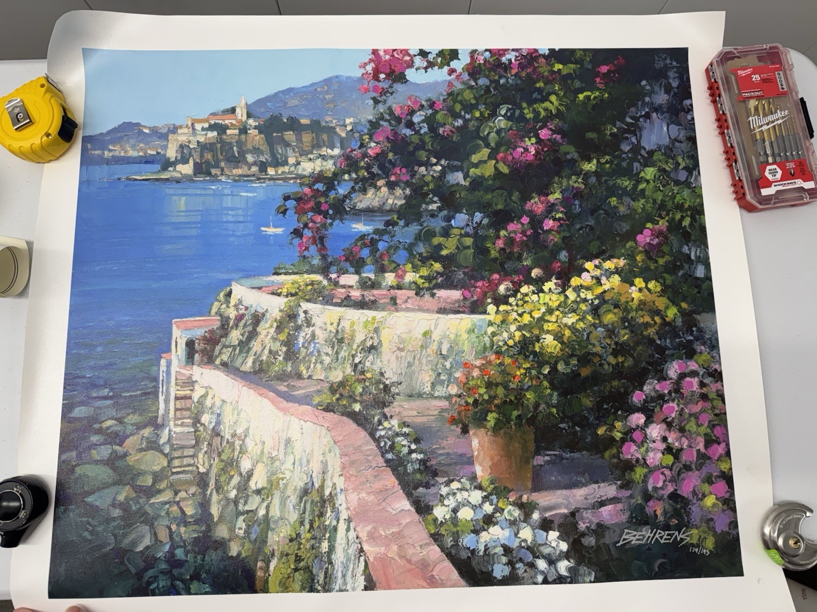 Howard Behrens “Lake Como Overlook” Embellished & Signed Ltd Ed Giclée w COA