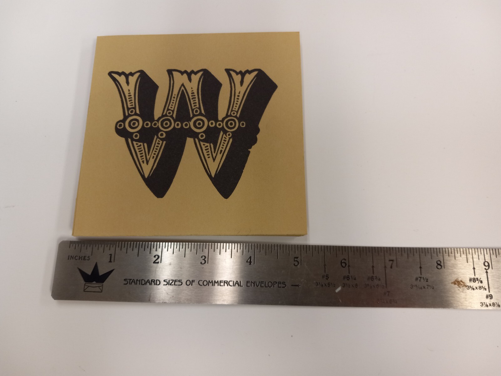 Letterpress Small Art Print Piece 5×5 Vintage The Letter (W)