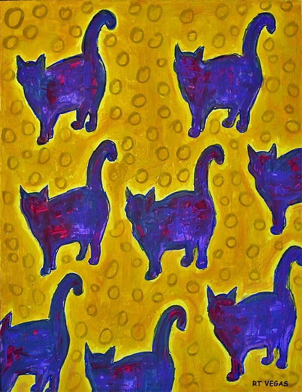 OCHO GATOS limited EDITION print RT VEGAS signed original folk lowbrow cat cats