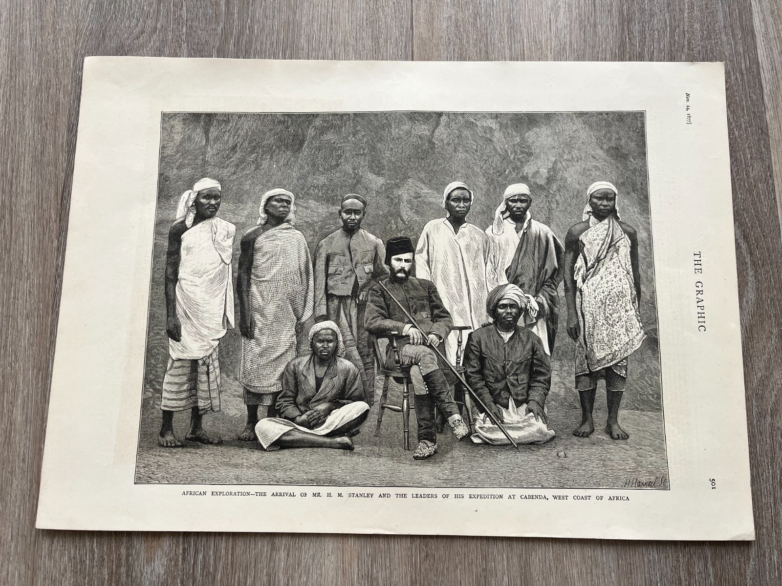 1877 illustrated print from the graphic ! mr stanley african explorer