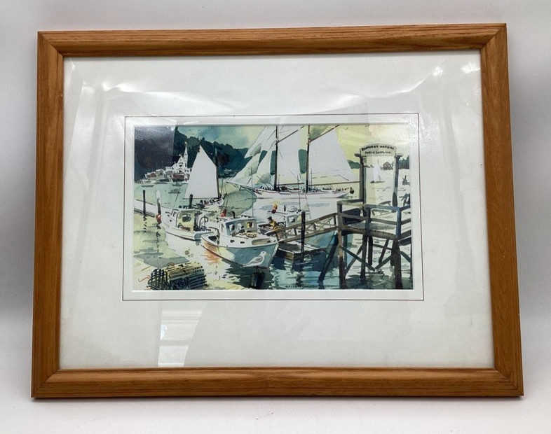 Boothbay Harbor Maine Picture of Pier Seaside Boats William Spring Framed Print
