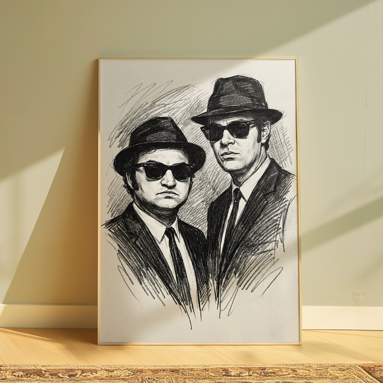 BLUES BROTHERS DRAWING PRINT PORTRAIT SKETCH 8″ x 10″ BLUES BROTHERS WALL ART