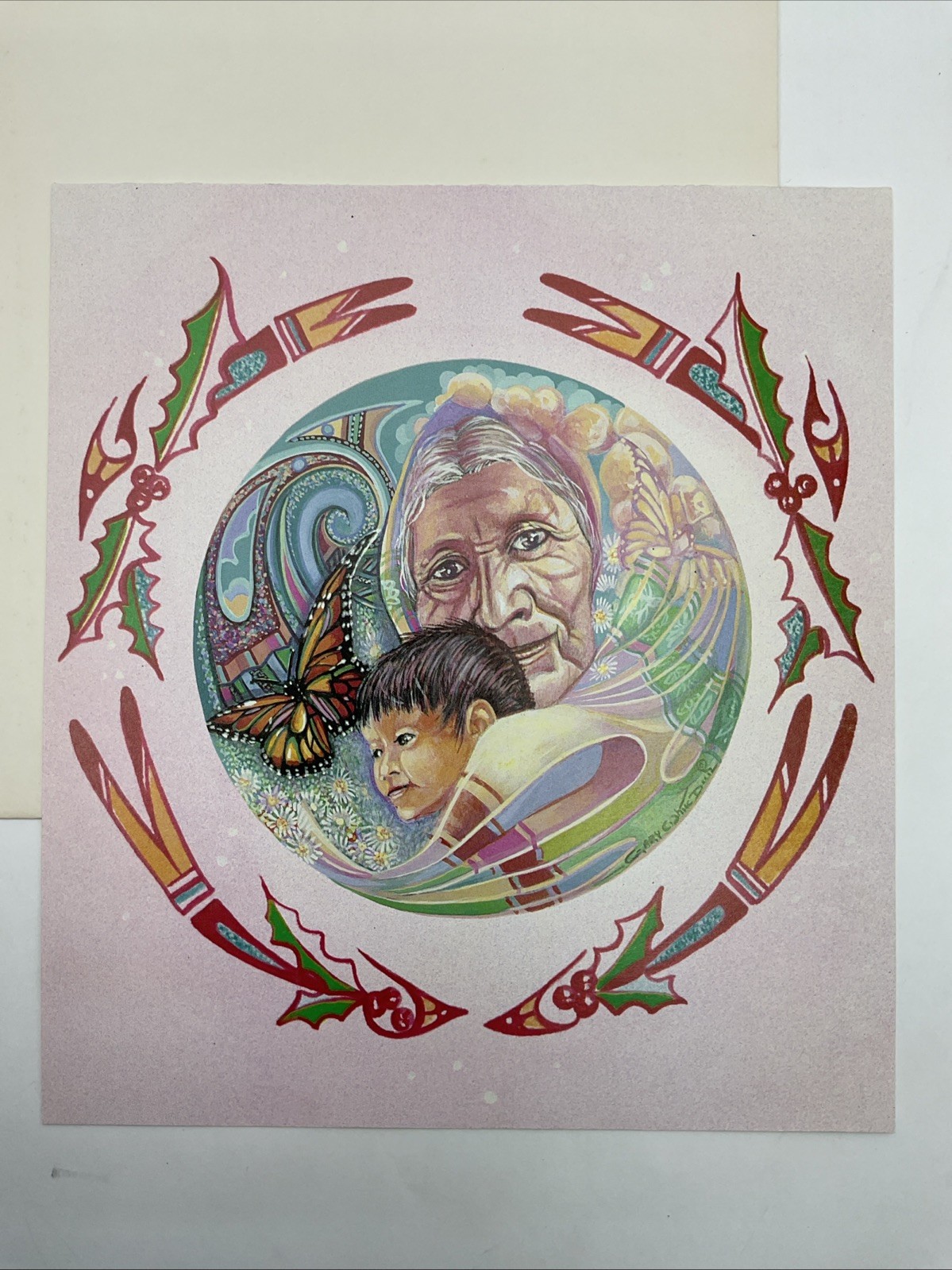 Gary White Deer Unsigned Print Of 1994 AFRI Christmas Card Original Envelope K6