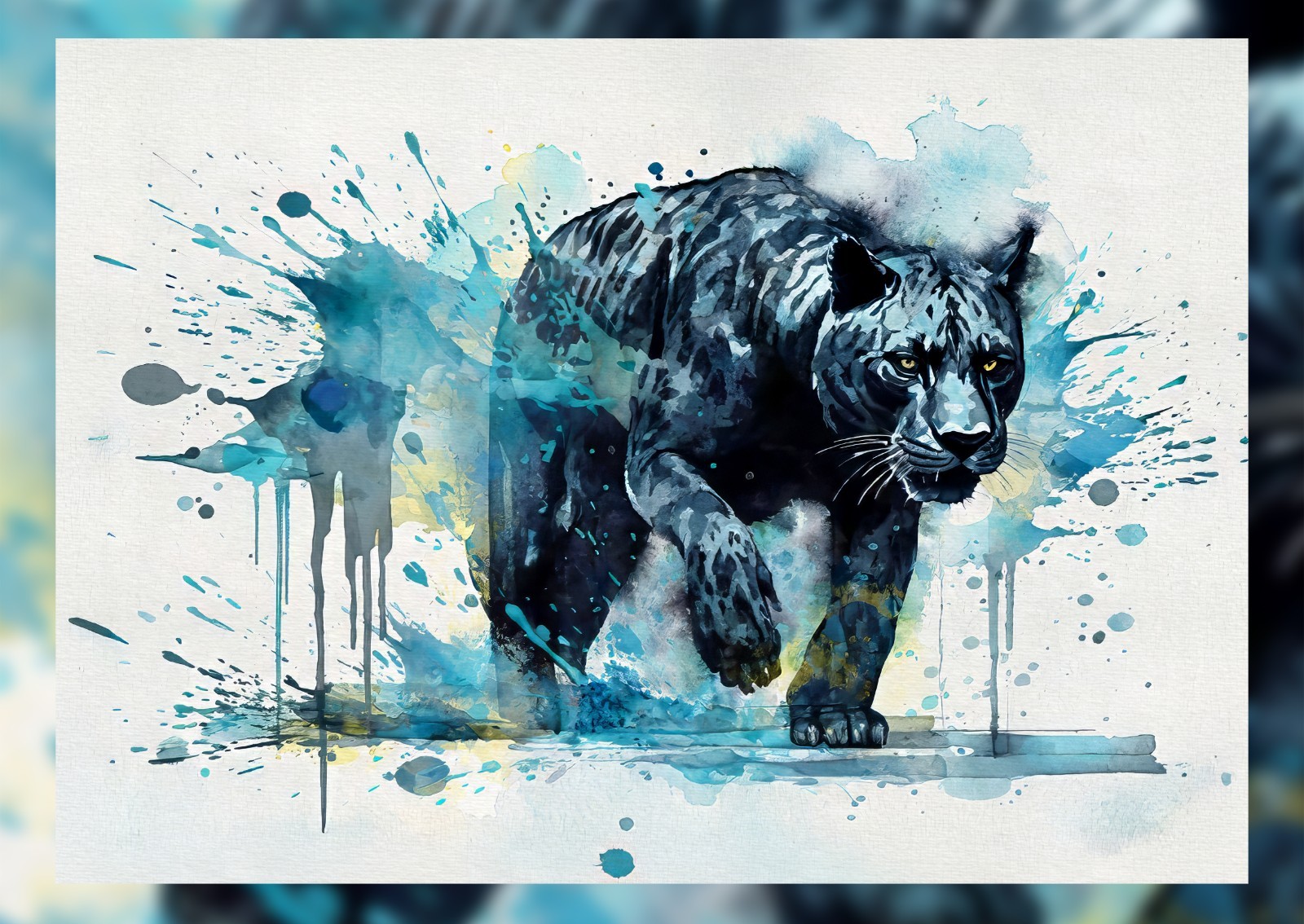 Black Panther 5×7 Print on Matte Paper | Watercolour Big Cat Wildlife Wall Art