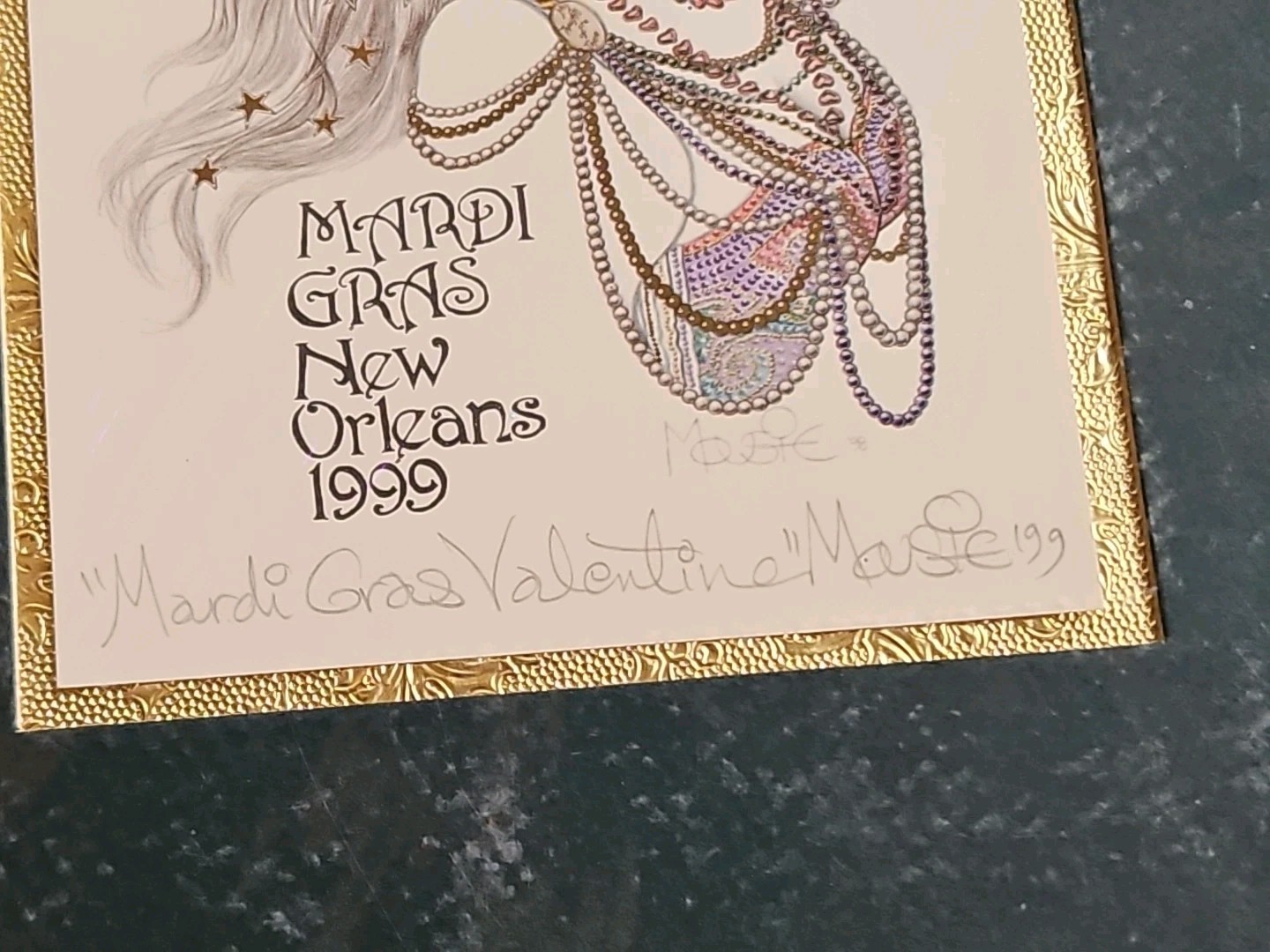 3 Mardi Gras New Orleans Prints 1998 1999 2000 Mousie Art Deco Art Nouveau 8×10